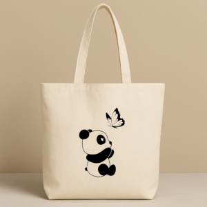 Women’s Cute Panda Printed Cotton Tote Bag | Reusable Shopping & Casual Carry Bag