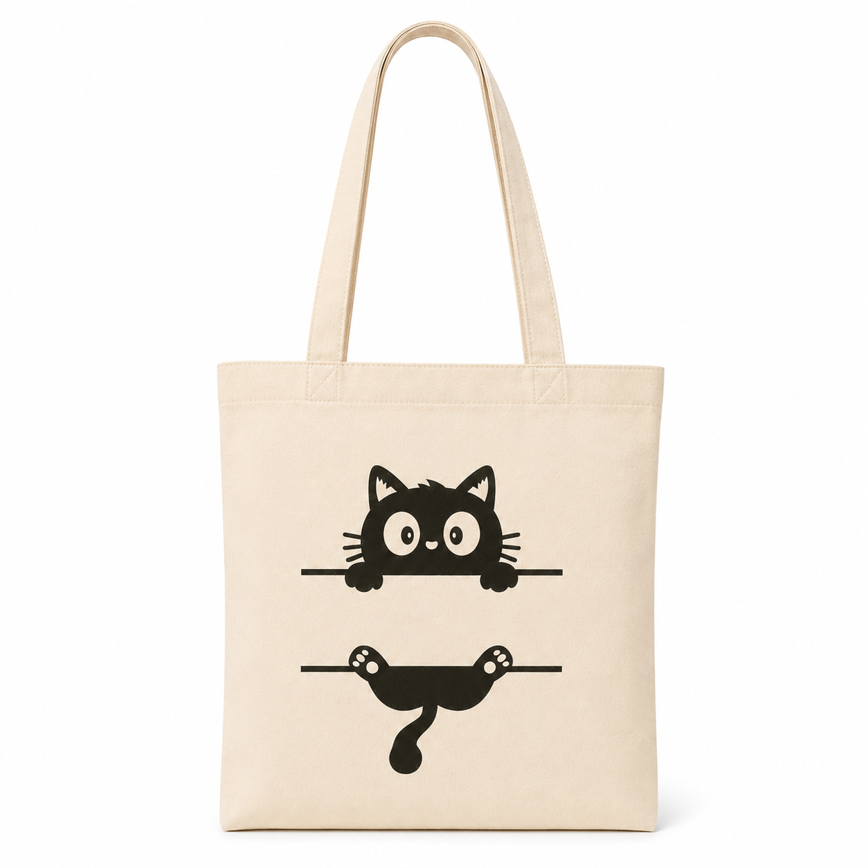 Printed Tote Bag Cute Black Cat Graphic - Image 4