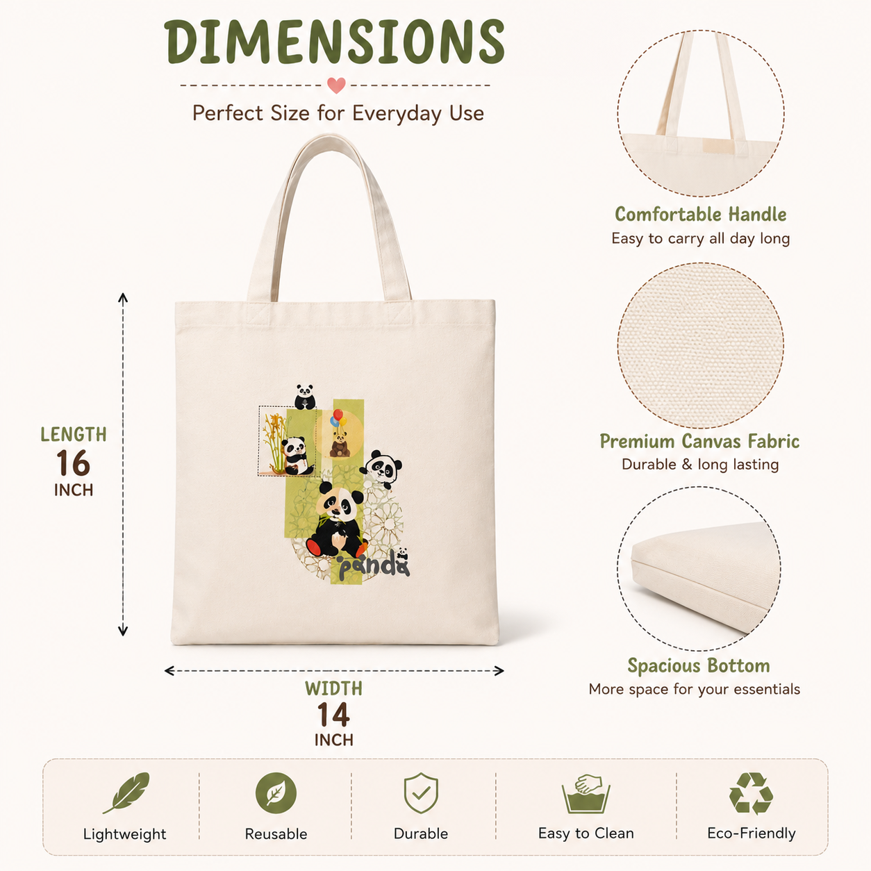Colurfull Panda Tote Bags - Image 3