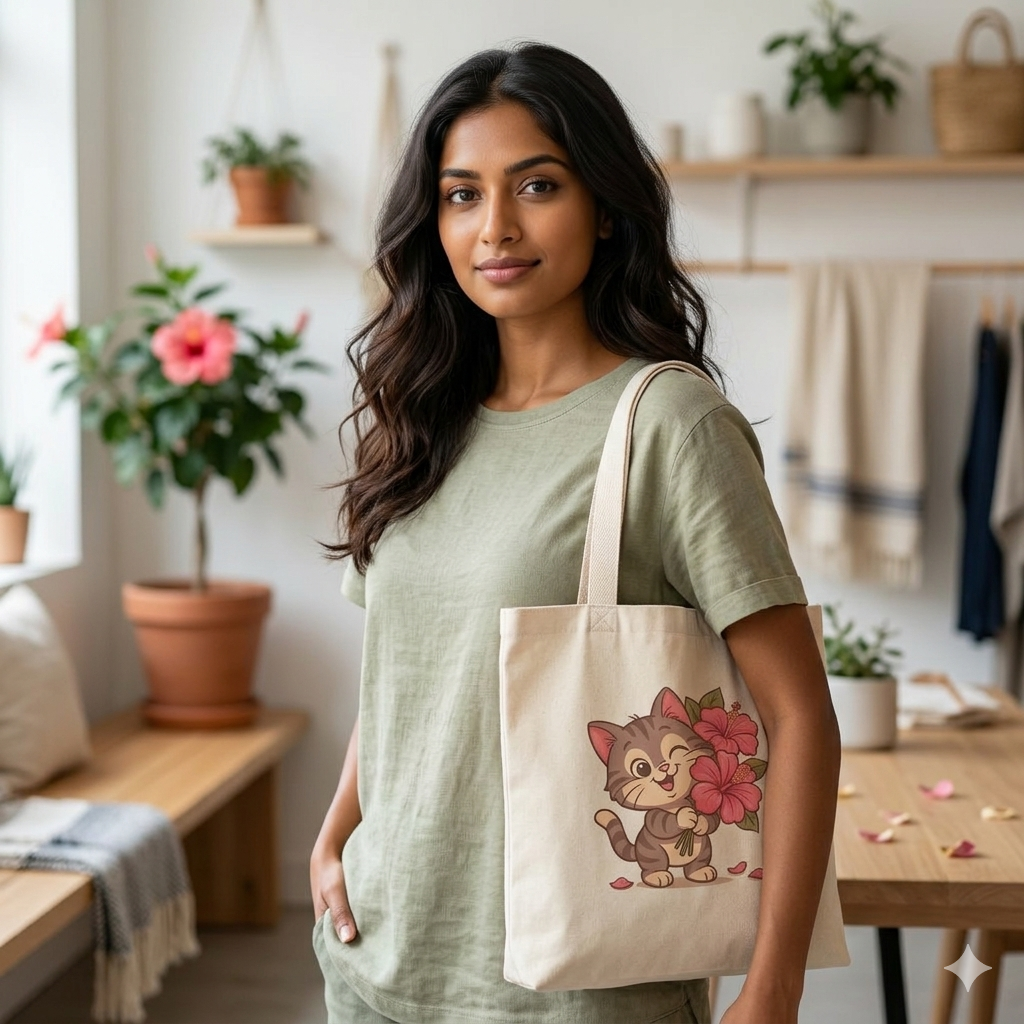 Cat Flower Tote Bags - Image 5