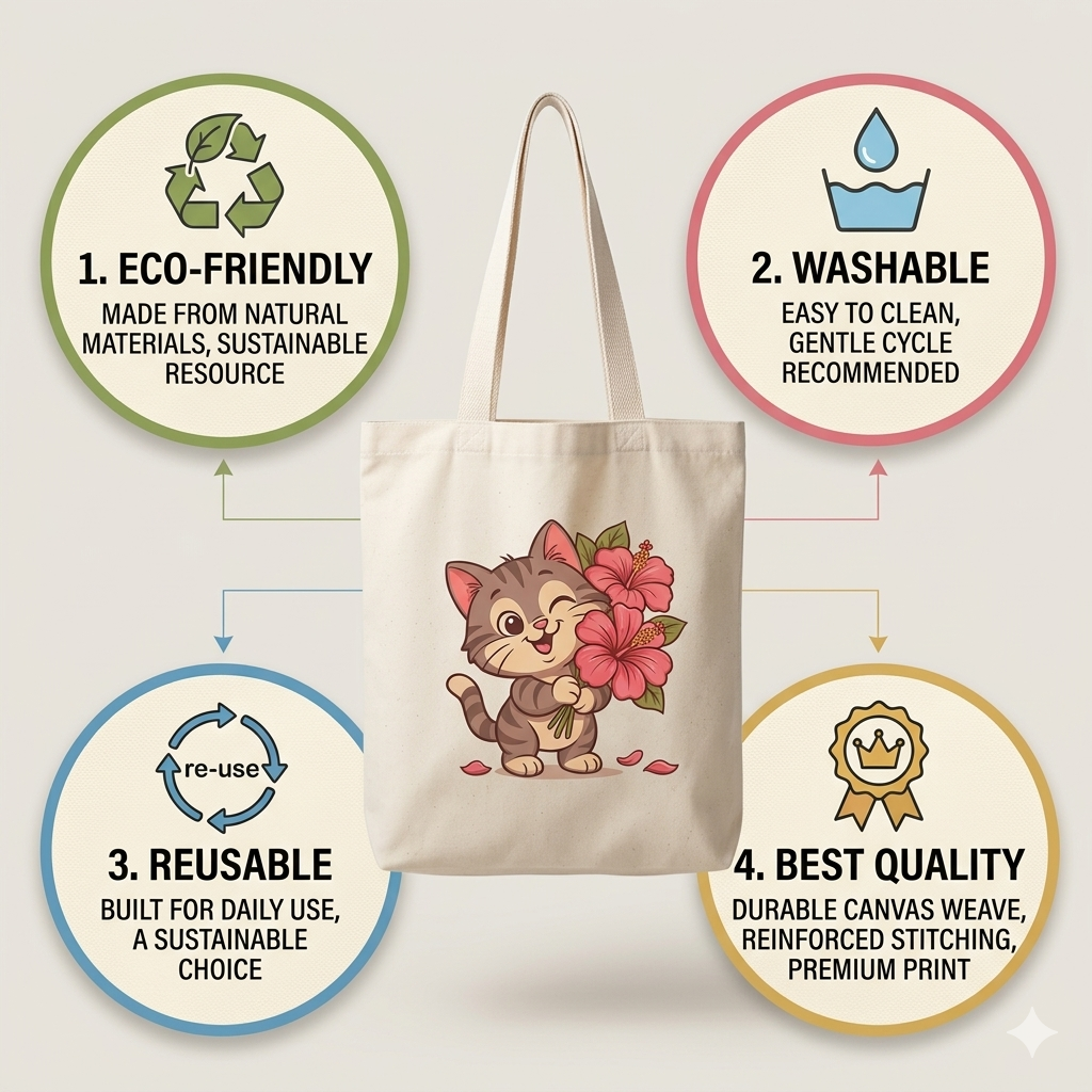 Cat Flower Tote Bags - Image 3